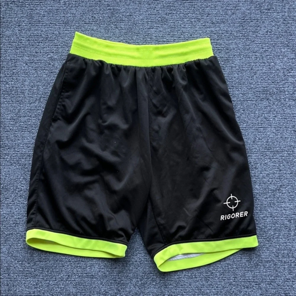 Igor Black Athletic Shorts with Neon Yellow-Green Trim